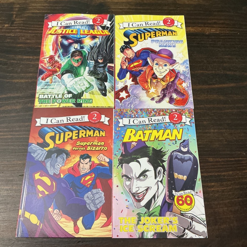 DC Comics I Can Read Level 2 Book Lot 4 Justice League Superman Batman Joker